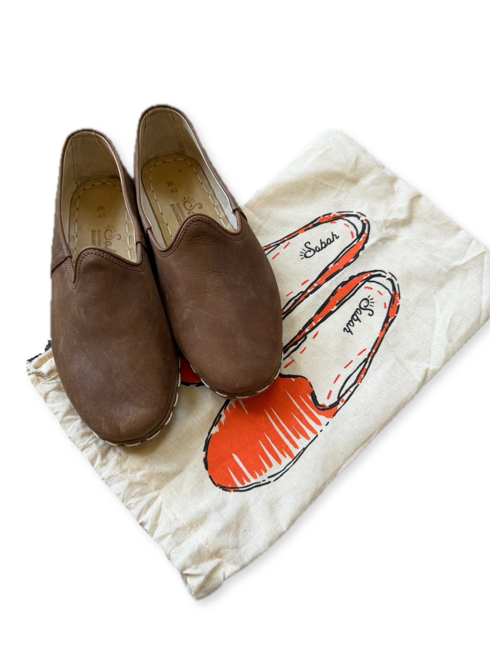 Sabah Chestnut Brown Slip-On Leather Flats